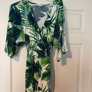 Green Leaf Print Romper